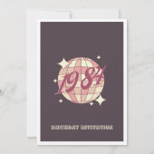 Uitnodiging voor 40e verjaardag in retro paars uit (Achterkant)