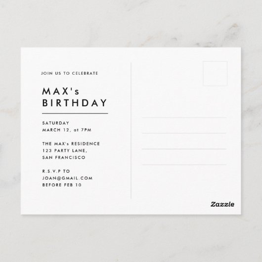 Uitnodiging voor 40e verjaardag Minimalistische br (Achterkant)