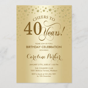 Uitnodiging voor 40e verjaardagsfeestje - Goud