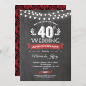 Uitnodiging voor 40ste huwelijksverjaardag. Robijn (Voorkant / Achterkant)