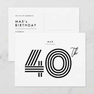 Uitnodiging voor 40ste verjaardag Minimalistische