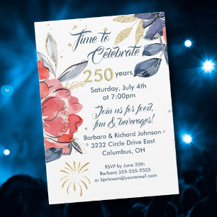 Uitnodiging voor 4 juli 250ste feestviering VS