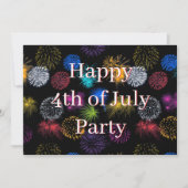 uitnodiging voor 4 juli-feest met vuurwerk (Voorkant)