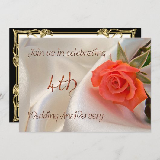 Uitnodiging voor 4e trouwdagfeest (Voorkant / Achterkant)