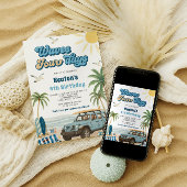 Uitnodiging voor 4e verjaardag met surfthema - Gol