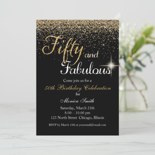Uitnodiging voor 50 jaar en feestdag (Staand voorkant)