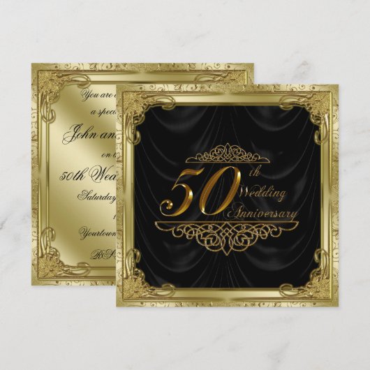 Uitnodiging voor 50-jarig huwelijksjubileum (Voorkant / Achterkant)