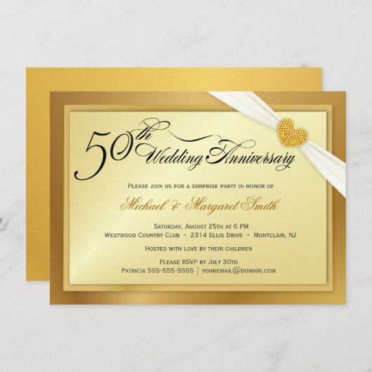 Uitnodiging voor 50e bruiloft Jubileum verrassende (Voorkant / Achterkant)