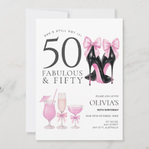 Uitnodiging voor 50e verjaardag, Fabulous & Fifty