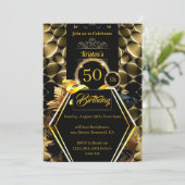 Uitnodiging voor 50e verjaardag van Black and Gold (Staand voorkant)