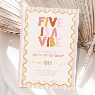 Uitnodiging voor 5e verjaardag Five Is a Vibe Past