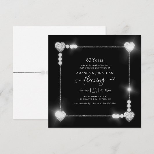Uitnodiging voor 60-jarig diamanten huwelijksjubil (Voorkant / Achterkant)