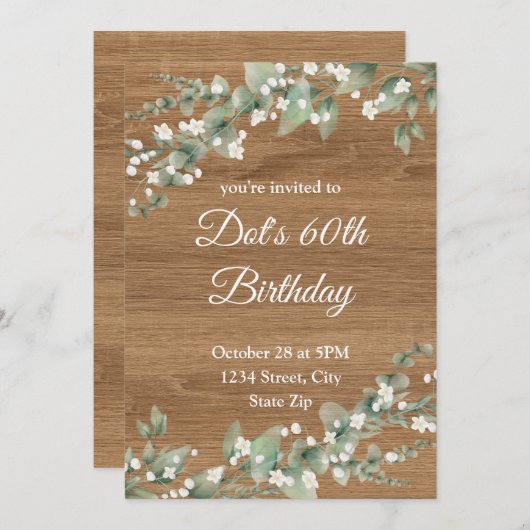 Uitnodiging voor 60-jarig jubileum – Rustic Greene (Voorkant / Achterkant)