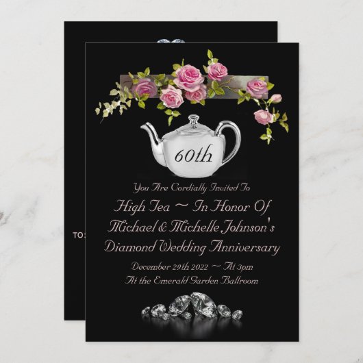 Uitnodiging voor 60-jarig jubileumthee (Voorkant / Achterkant)