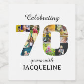 Uitnodiging voor 70e verjaardag foto template wijn etiket (Enkel label)