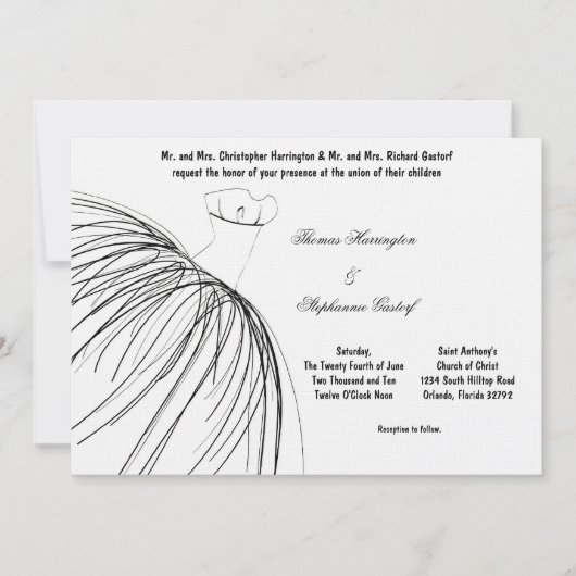 Uitnodiging voor 7 dagen per week, zwart dress Wed (Voorkant)