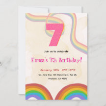 Uitnodiging voor 7e verjaardag van Rainbow Girl