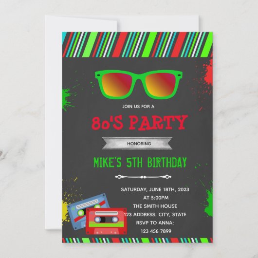 Uitnodiging voor 80s kerstfeest (Voorkant)