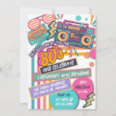 Uitnodiging voor 80's verjaardag, Throwback, uitno (Voorkant)