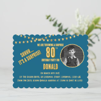 Uitnodiging voor 80ste verjaardagsfeest met foto i