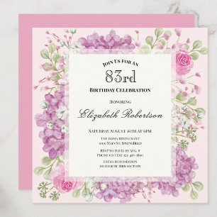 Uitnodiging voor 83ste verjaardag Elegante roze bl
