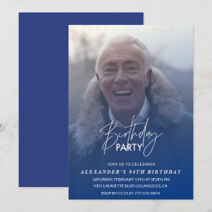 Uitnodiging voor 84ste verjaardagsfeestje met blau