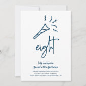 Uitnodiging voor 8e verjaardagsfeestje voor jongen (Voorkant)