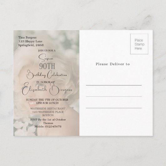 Uitnodiging voor 90e verjaardagsfotocollage (Achterkant)