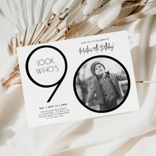 Uitnodiging voor 90ste verjaardag met moderne foto