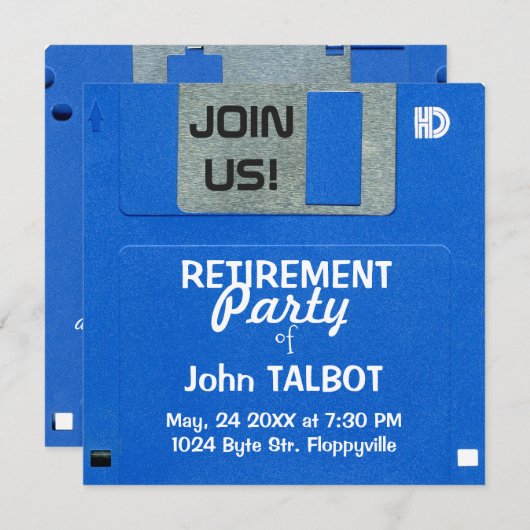 Uitnodiging voor Aangepaste Retro Diskette Retimen (Voorkant / Achterkant)