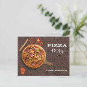 Uitnodiging voor aanpasbaar pizzafeestje (Staand voorkant)