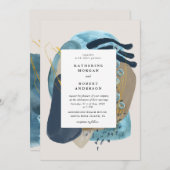 Uitnodiging voor abstracte waterverf strandbruilof (Voorkant / Achterkant)