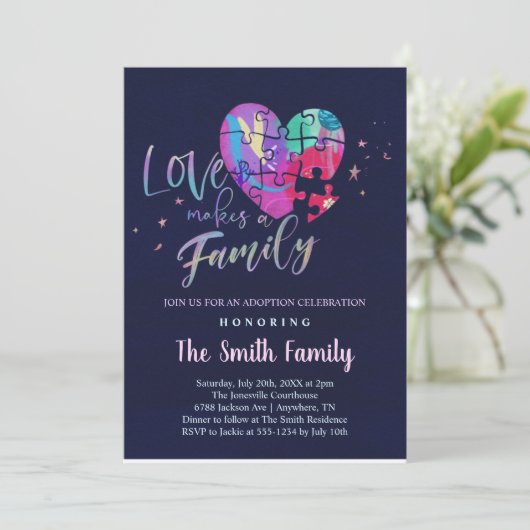 Uitnodiging voor adoptie viering / bruisfeest (Staand voorkant)