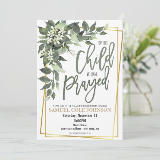 Uitnodiging voor adoptiefeest (Staand voorkant)