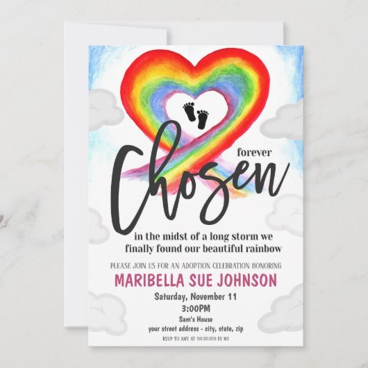 Uitnodiging voor adoptiefeest (Voorkant)