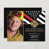 Uitnodiging voor afscheid brandweerman met budgetf (Voorkant / Achterkant)