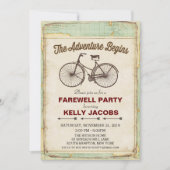 Uitnodiging voor afscheidsfeestje met vintage fiet (Voorkant)