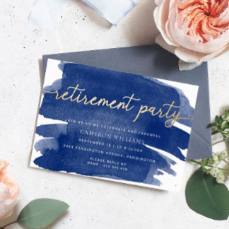 Uitnodiging voor afscheidsparty met Navy Watercolo