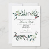 Uitnodiging voor afscheidsparty met winterkrans (Voorkant)