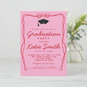 Uitnodiging voor afstudeerfeest, Doodles BowGradua (Staand voorkant)