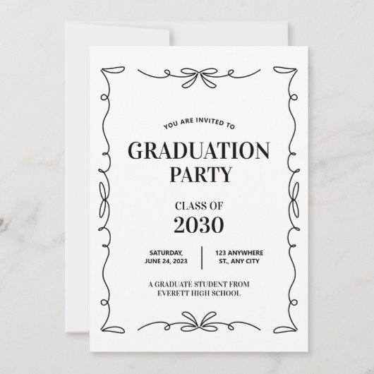 Uitnodiging voor afstudeerfeest, Modern Afstuderen (Voorkant)