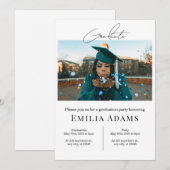 Uitnodiging voor afstudeerfeest, moderne foto Afst (Voorkant / Achterkant)