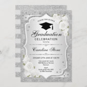 Uitnodiging voor afstudeerfeest - Silver White (Voorkant / Achterkant)