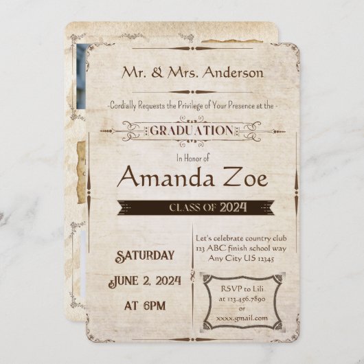 uitnodiging voor afstuderen/bekendmaking (Voorkant / Achterkant)