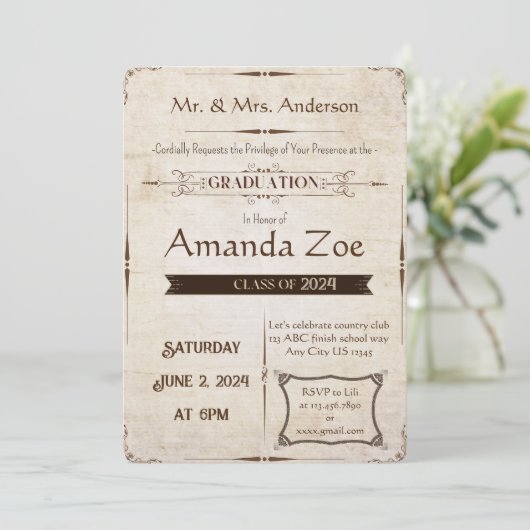 uitnodiging voor afstuderen/bekendmaking (Staand voorkant)