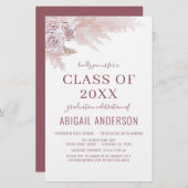 Uitnodiging voor afstuderen in Boho Pampas stijl 2 (Voorkant / Achterkant)