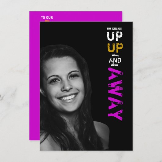 Uitnodiging voor Afstuderen omhoog en weg (Voorkant / Achterkant)