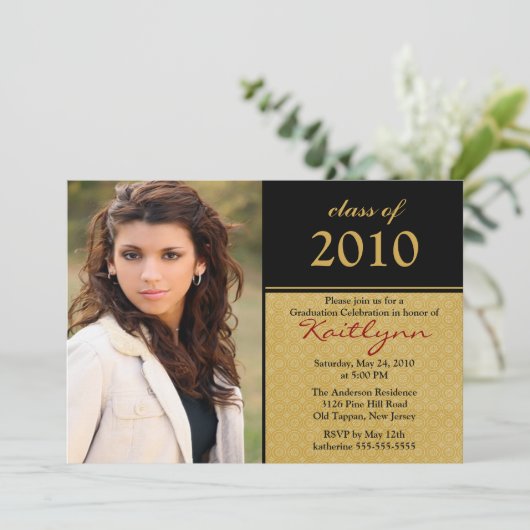 Uitnodiging voor Afstuderen via Black & Gold Photo (Staand voorkant)