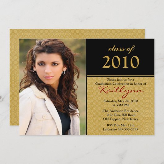Uitnodiging voor Afstuderen via Black & Gold Photo (Voorkant / Achterkant)