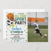 Uitnodiging voor All-Stars verjaardag (Voorkant / Achterkant)